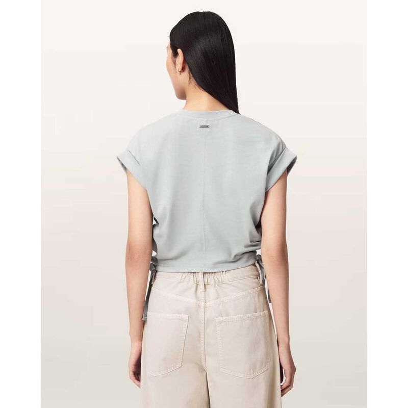 AllSaints Mira Cropped Satin Drawcord Tee image number 1